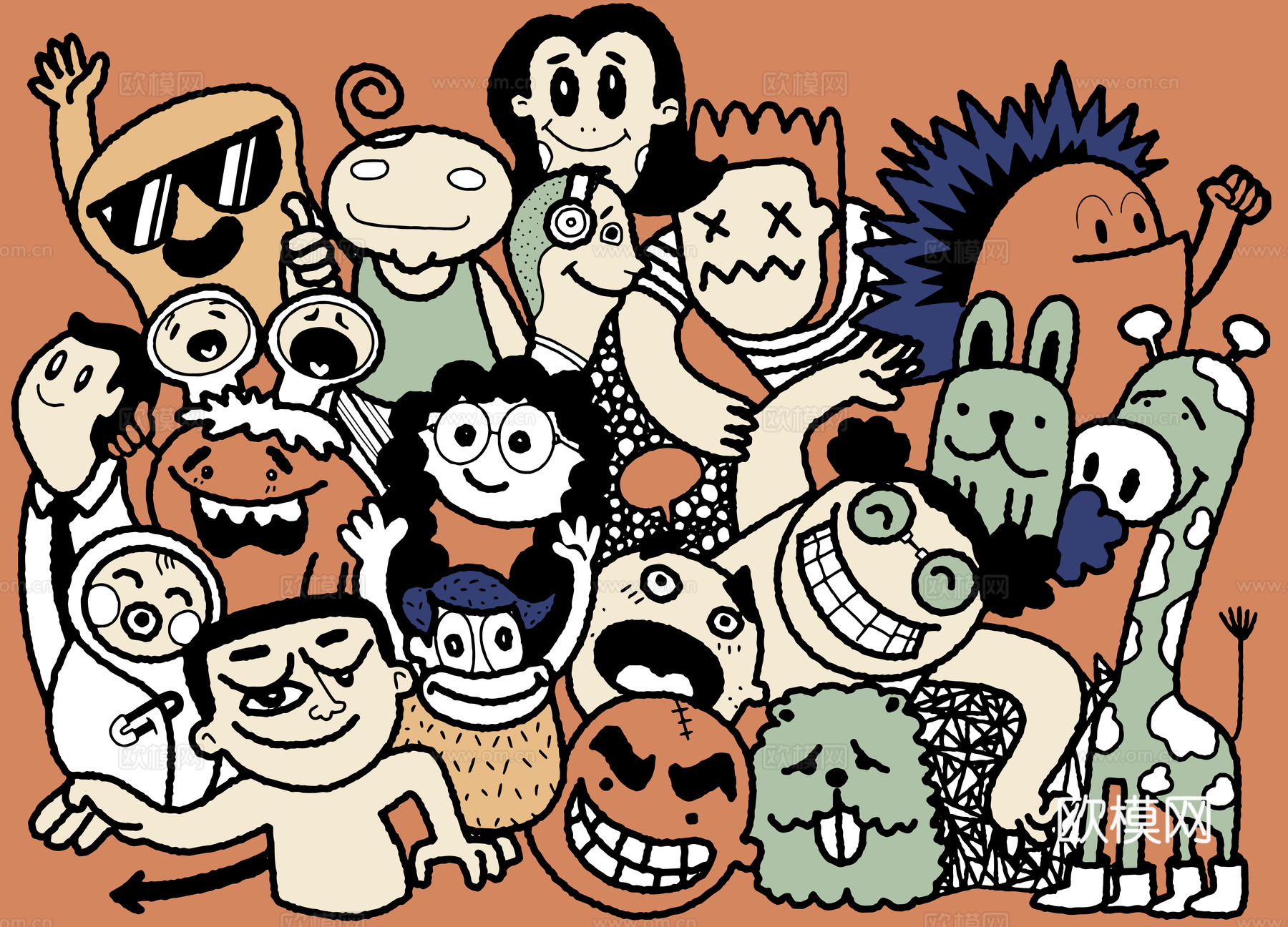 创意可爱卡通涂鸦插画132