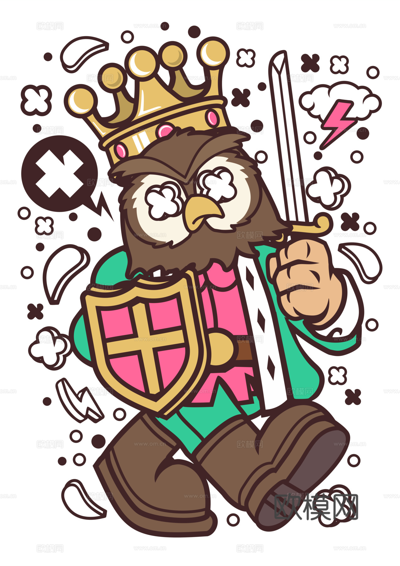 创意卡通潮流涂鸦插画印花122