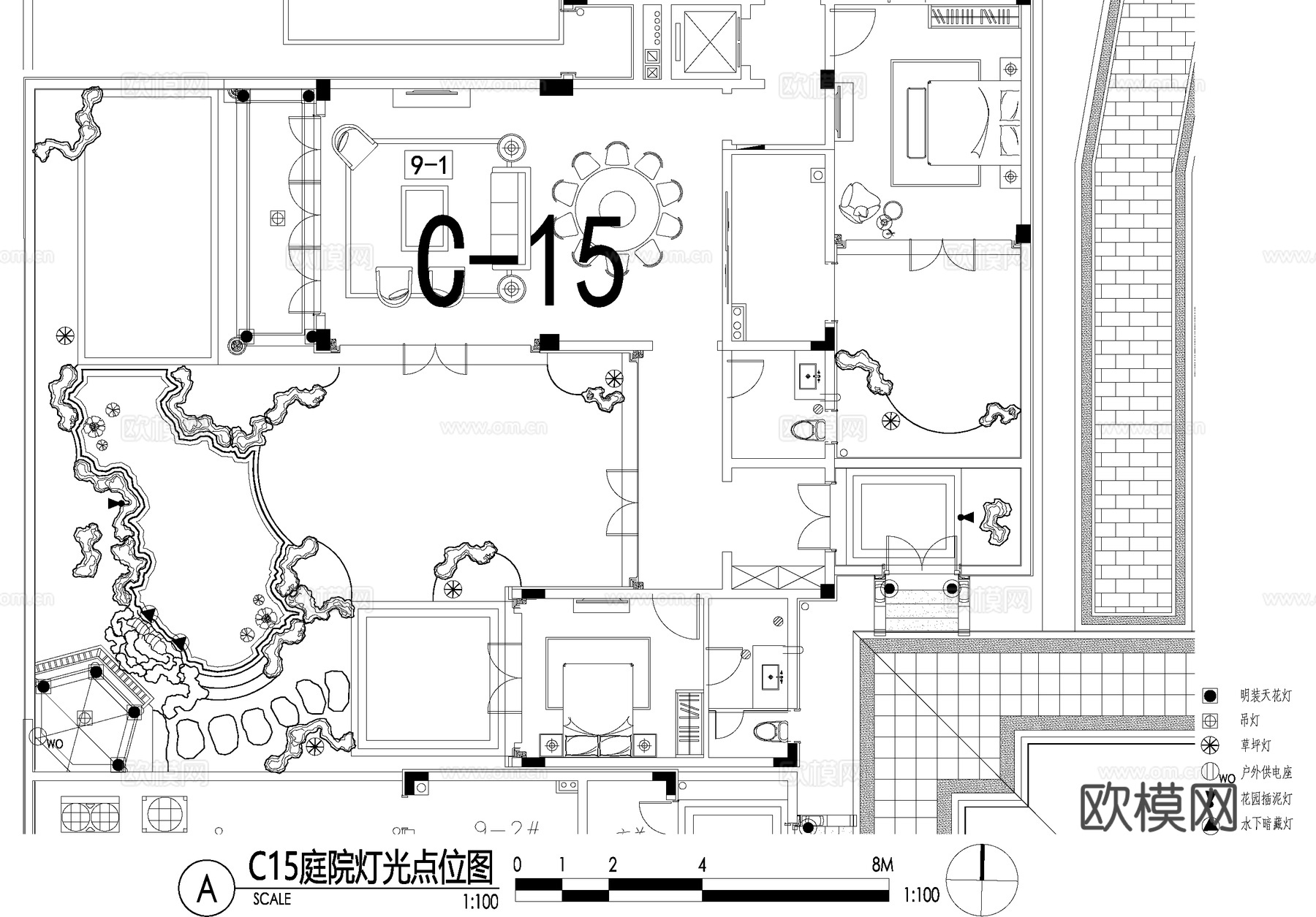 新中式别墅庭院景观平面图CAD施工图cad施工图