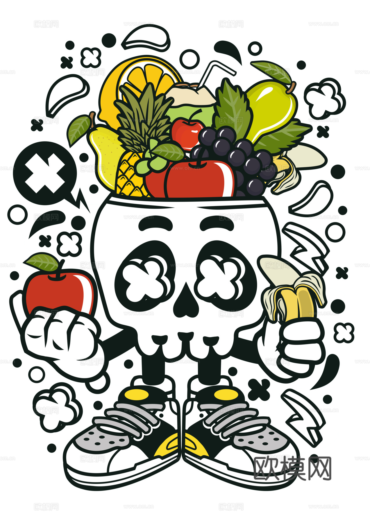 创意卡通潮流涂鸦插画印花74