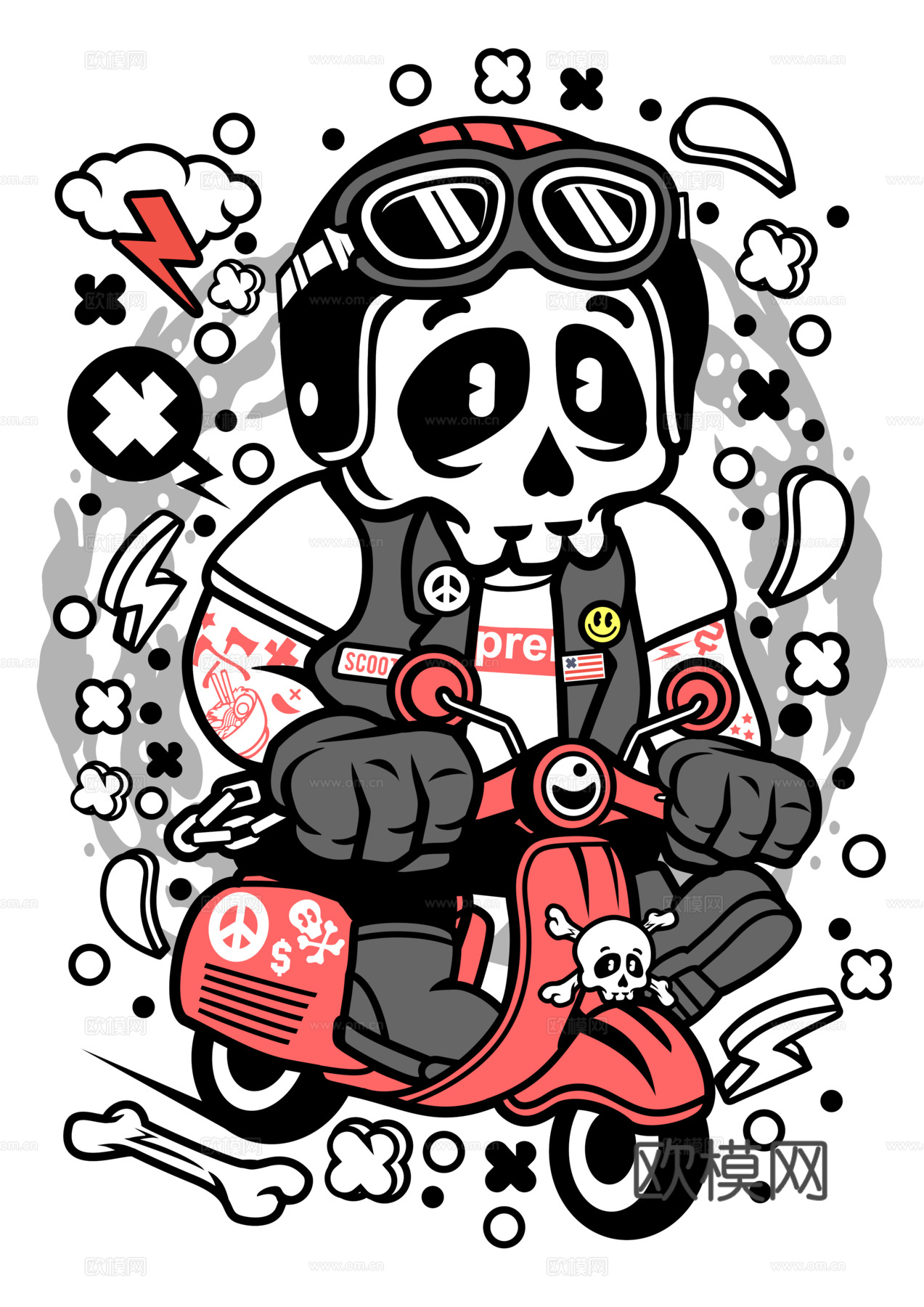 创意卡通潮流涂鸦插画印花182下载