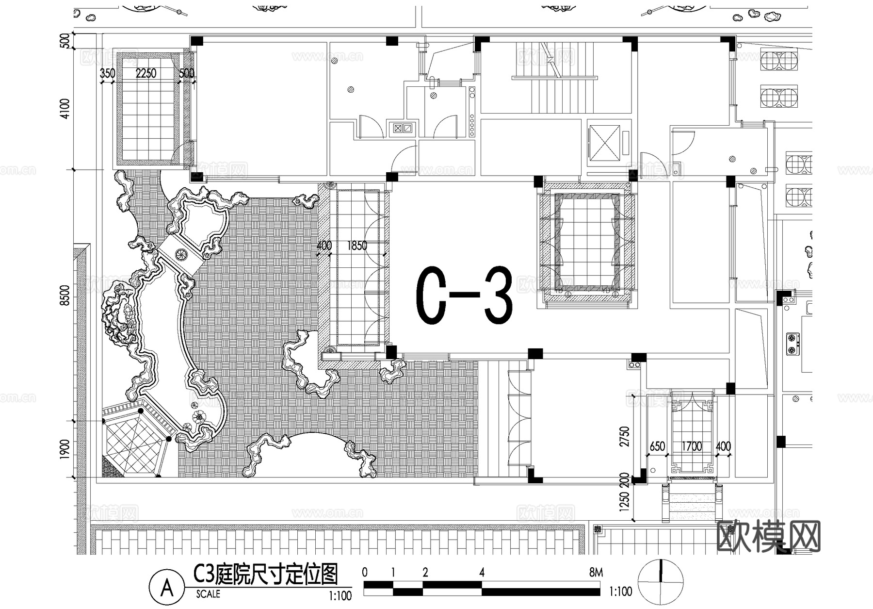 新中式别墅庭院景观平面图CAD施工图cad施工图