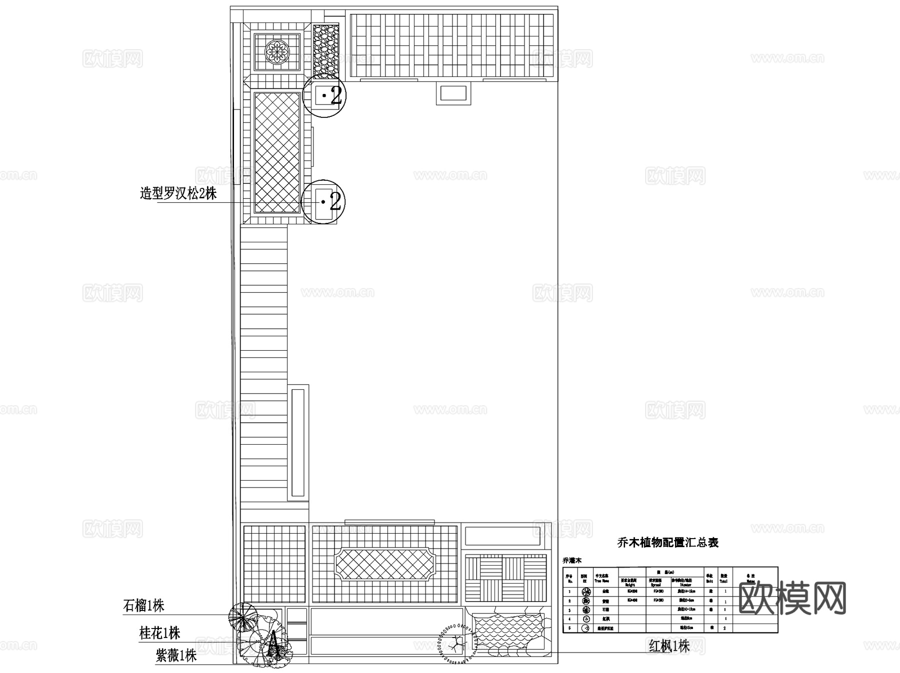 欧式别墅花园私家庭院景观CAD施工图cad施工图