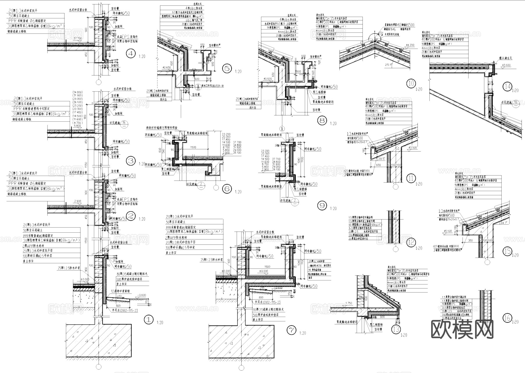 十四层一梯两户小高层住宅建筑CAD施工图cad施工图