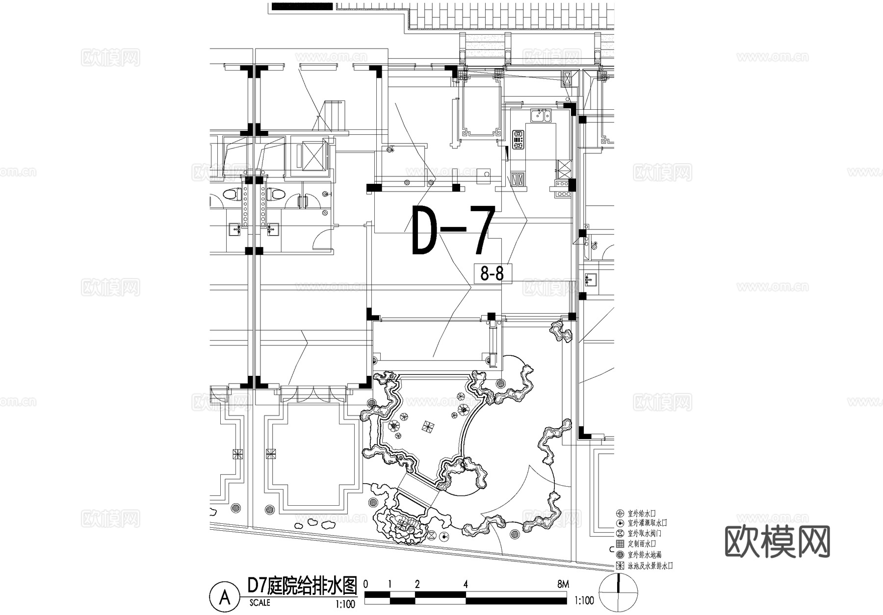新中式别墅庭院景观平面图CAD施工图cad施工图