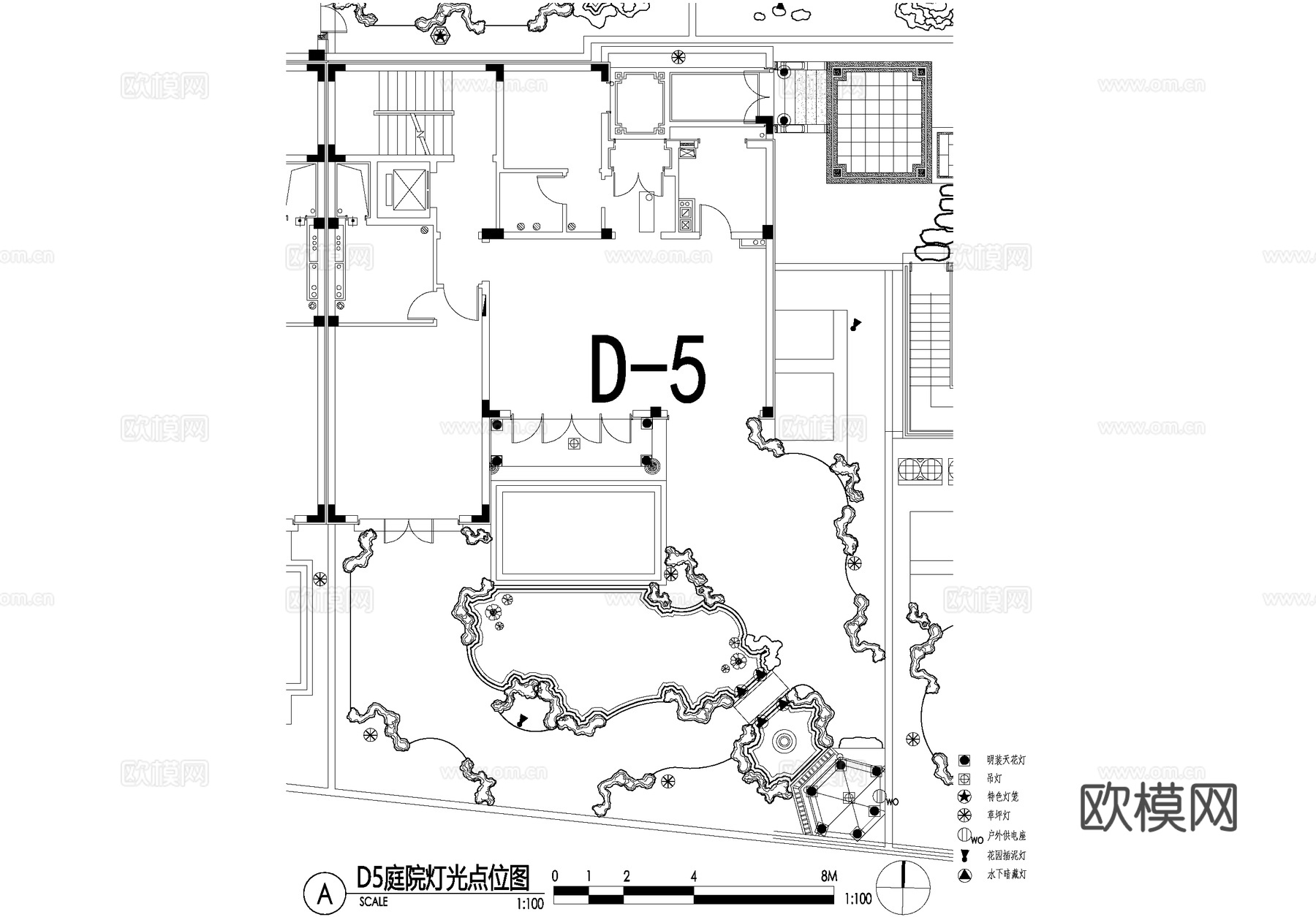 新中式别墅庭院景观平面图CAD施工图cad施工图