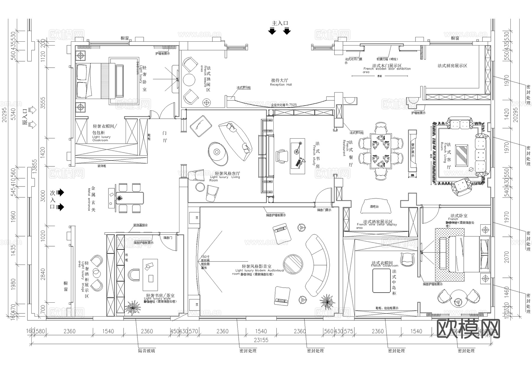 家具家装产品展厅平面图cad施工图