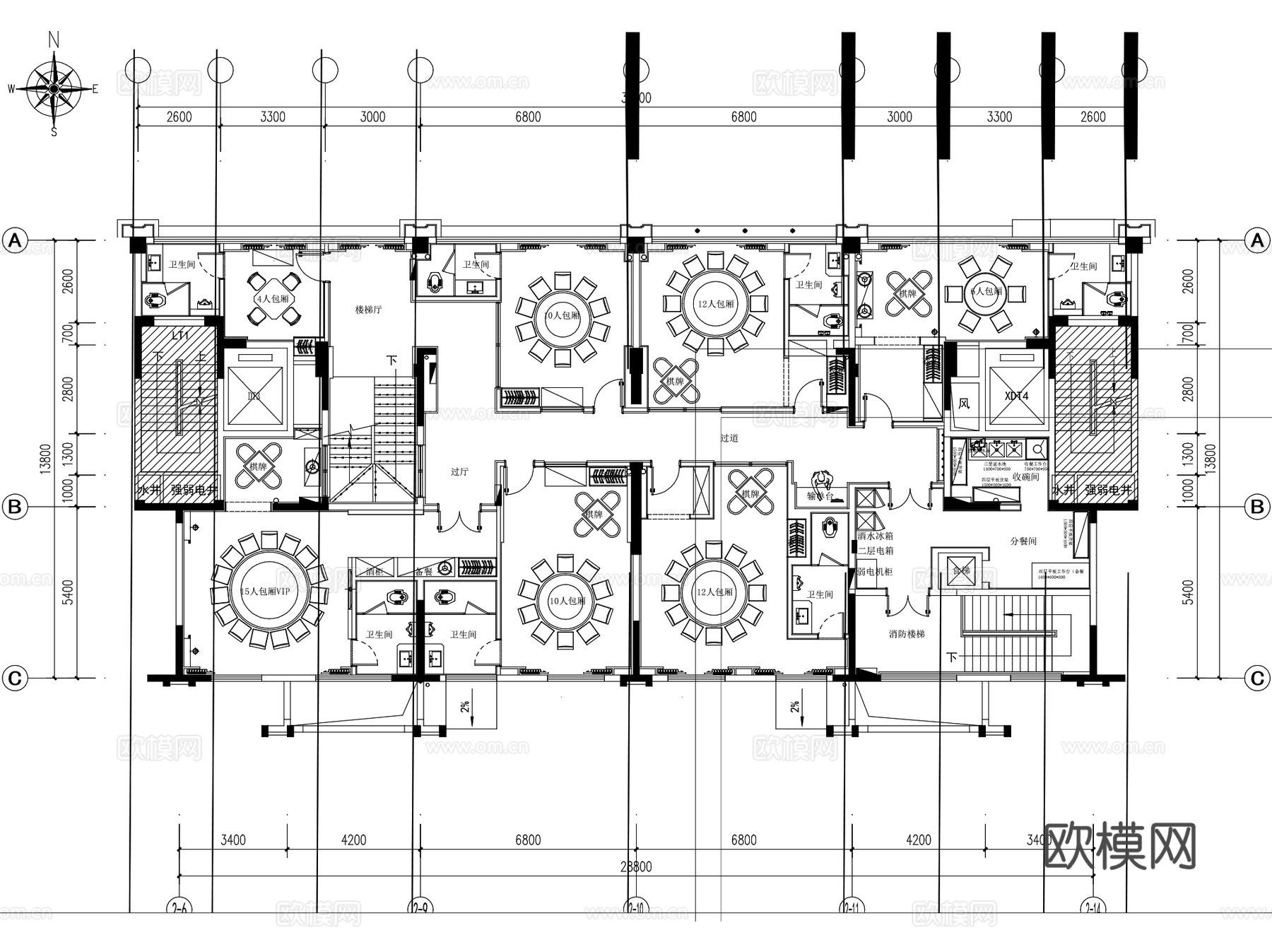 泰州天然居大酒店新江南人文雅集餐厅室内装饰CAD+SU+文本cad施工图