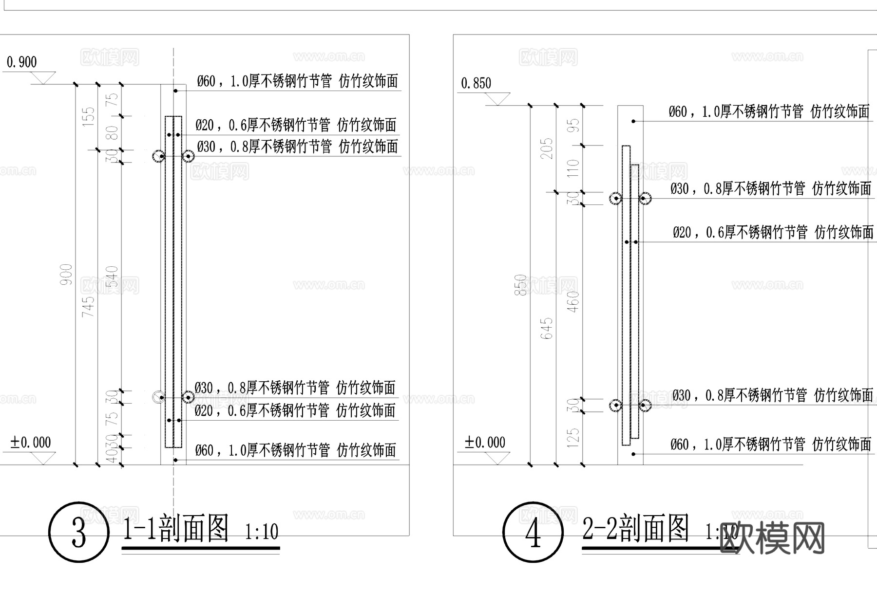 仿竹纹篱笆菜地菜园围栏围挡CAD施工图cad施工图