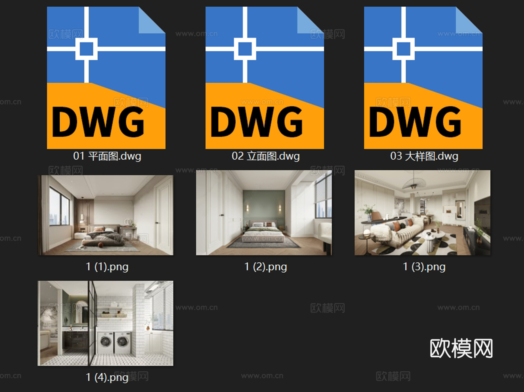 法式两室两厅一卫平层室内家装CAD施工图cad施工图