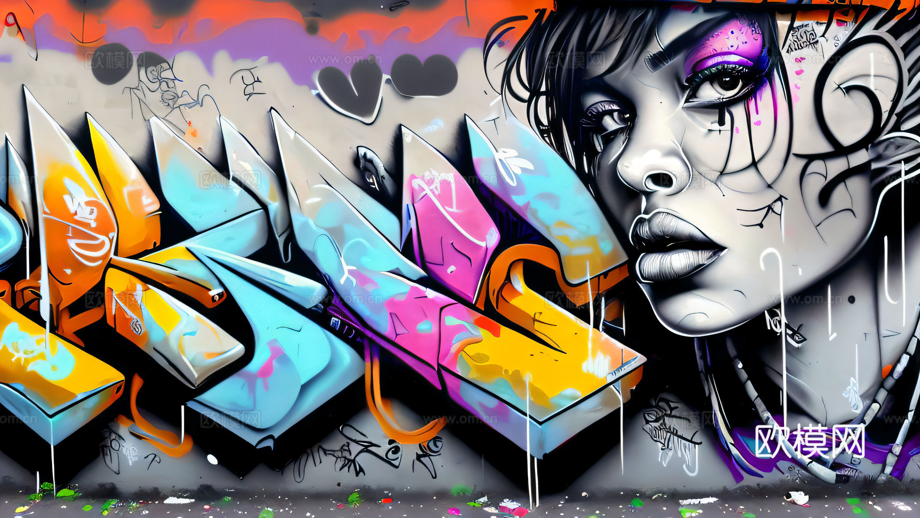 街头涂鸦绘画喷漆墙绘247