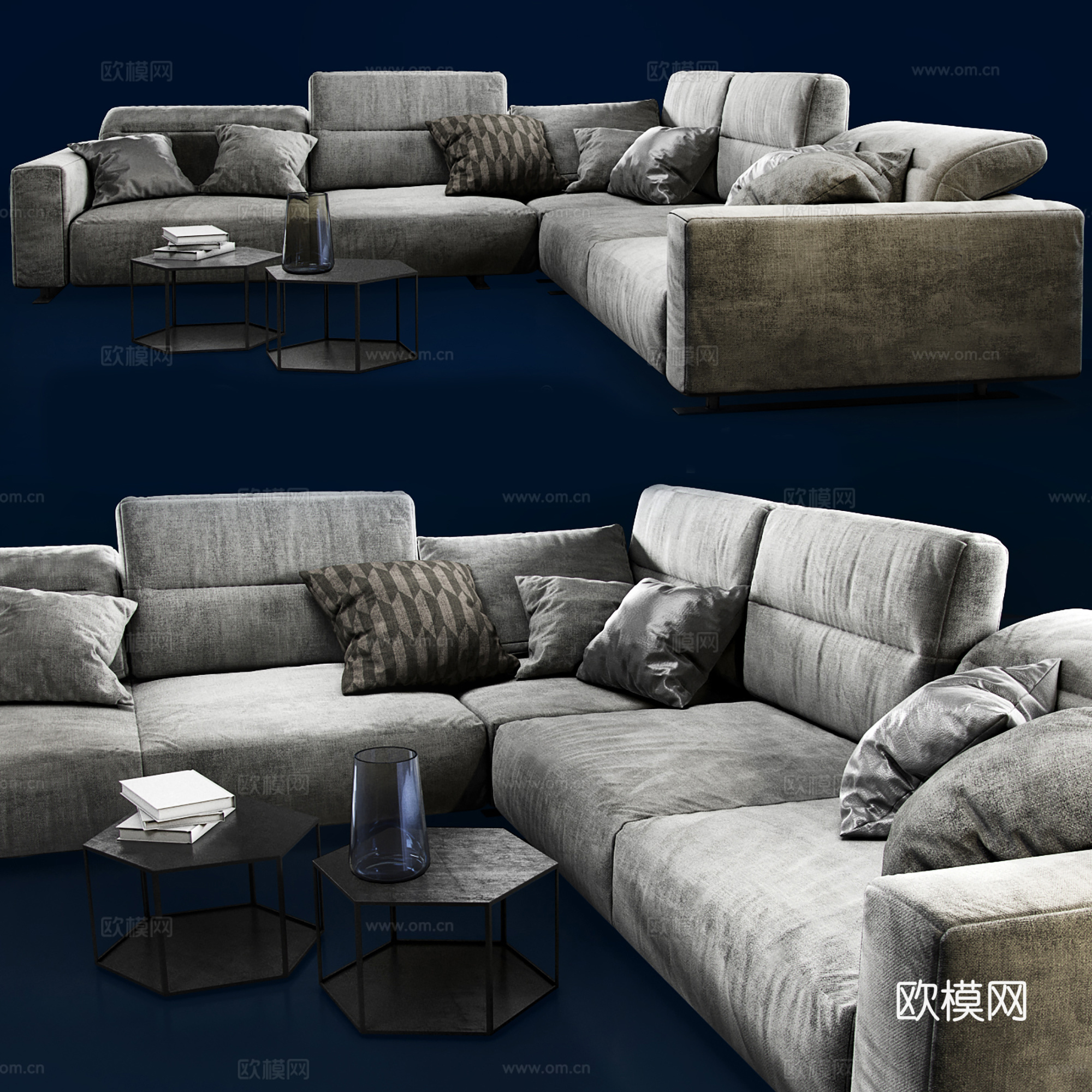 现代沙发组合3d模型下载（渲染图1）