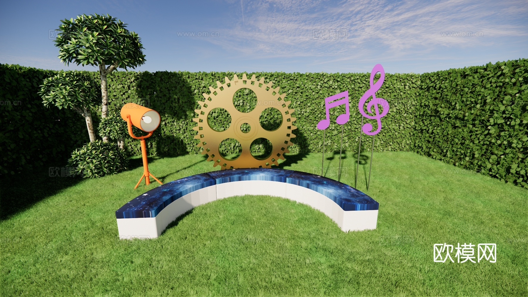 科技美陈打卡 星际美陈打卡 公园美陈打卡 太空影院美陈su模型