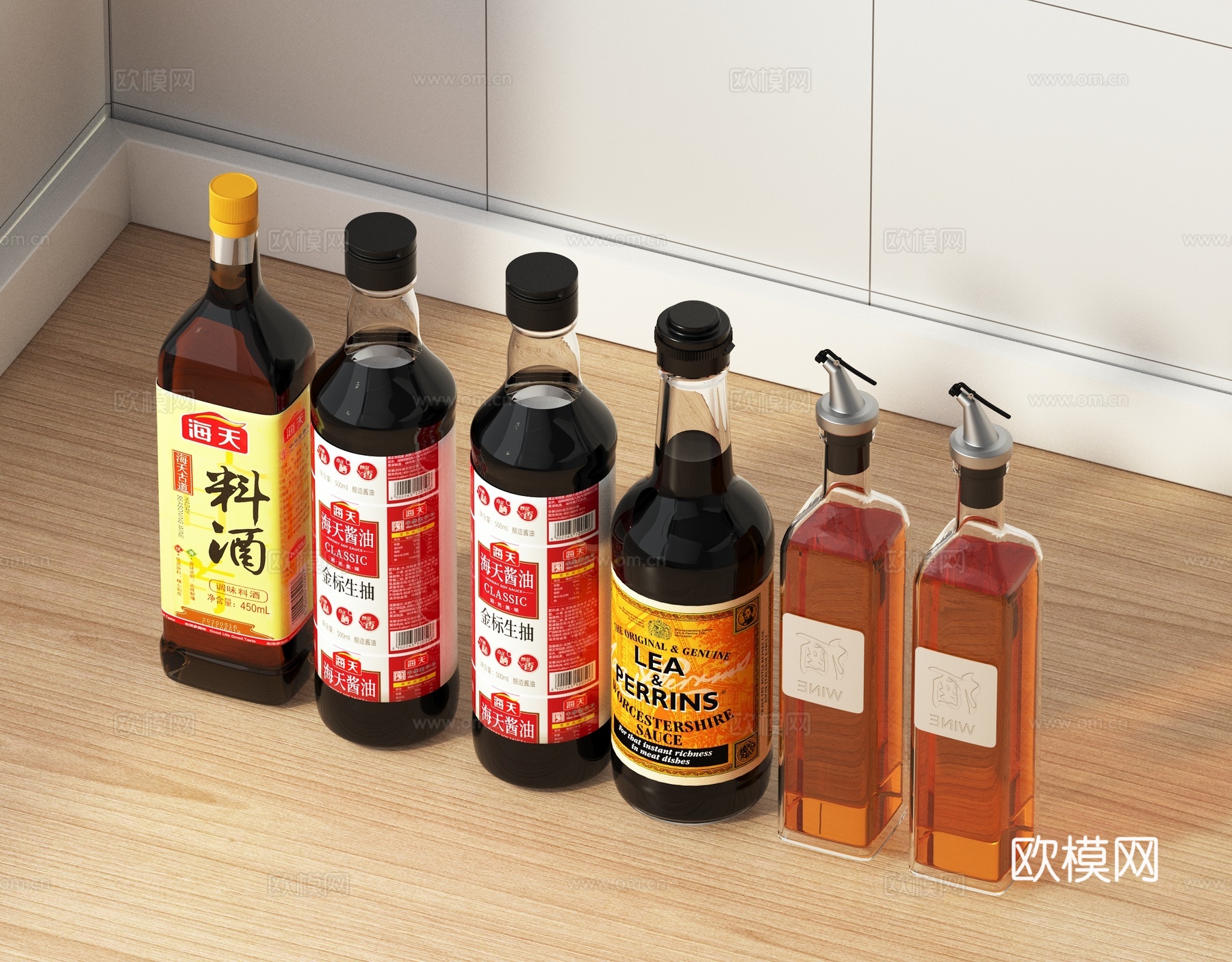 现代厨房调料组合3d模型下载（渲染图2）