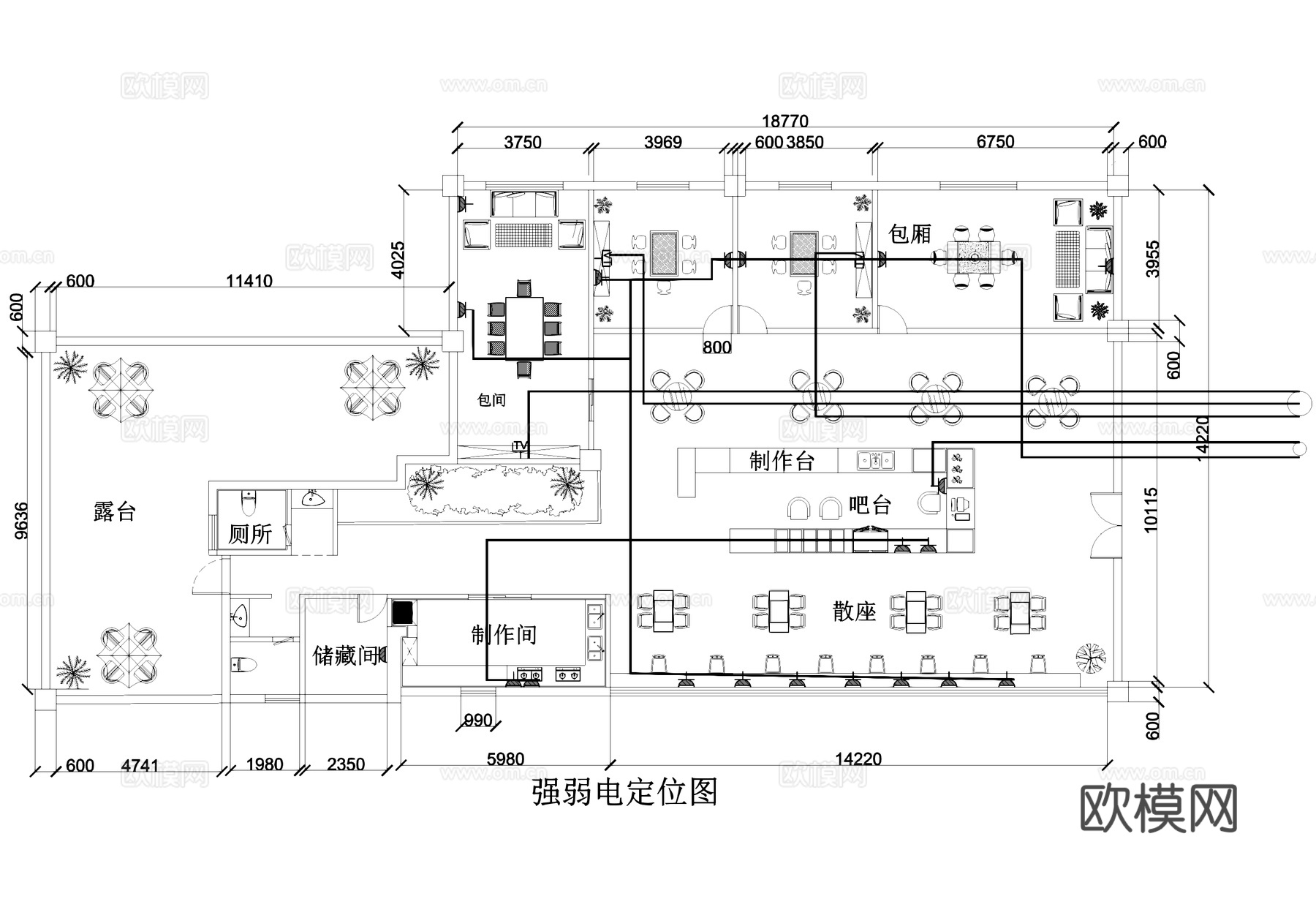 咖啡厅奶茶店饮品店平面系统图cad施工图