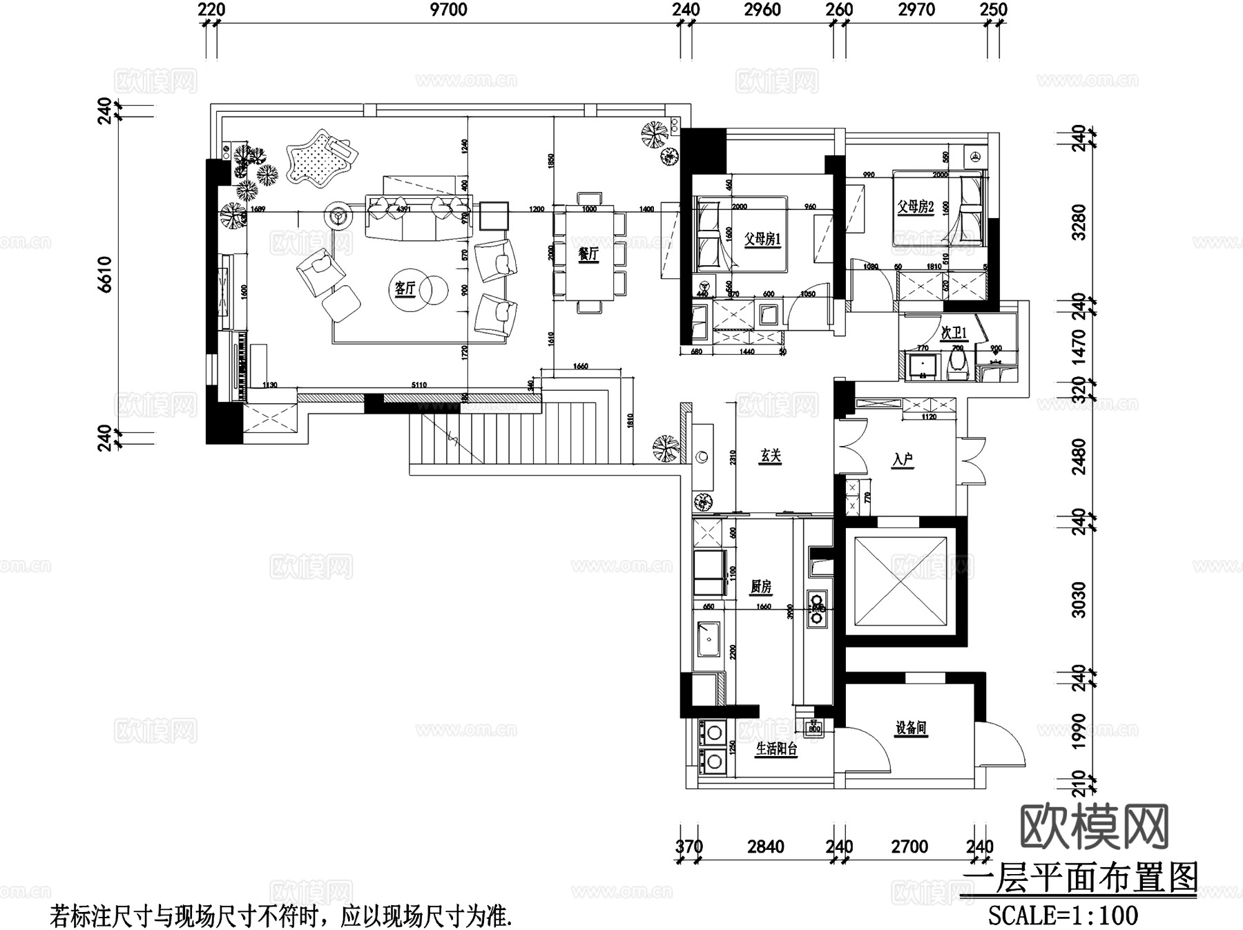 锦园跃层复式室内家装CAD施工图cad施工图