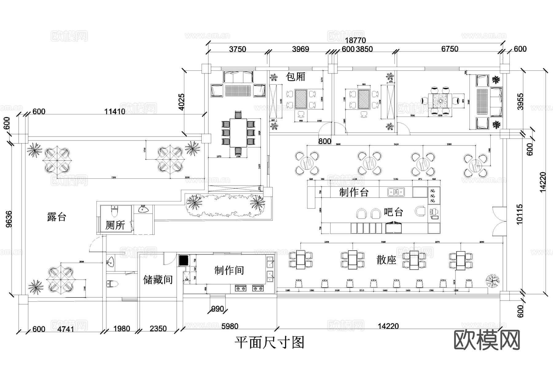 咖啡厅奶茶店饮品店平面系统图cad施工图