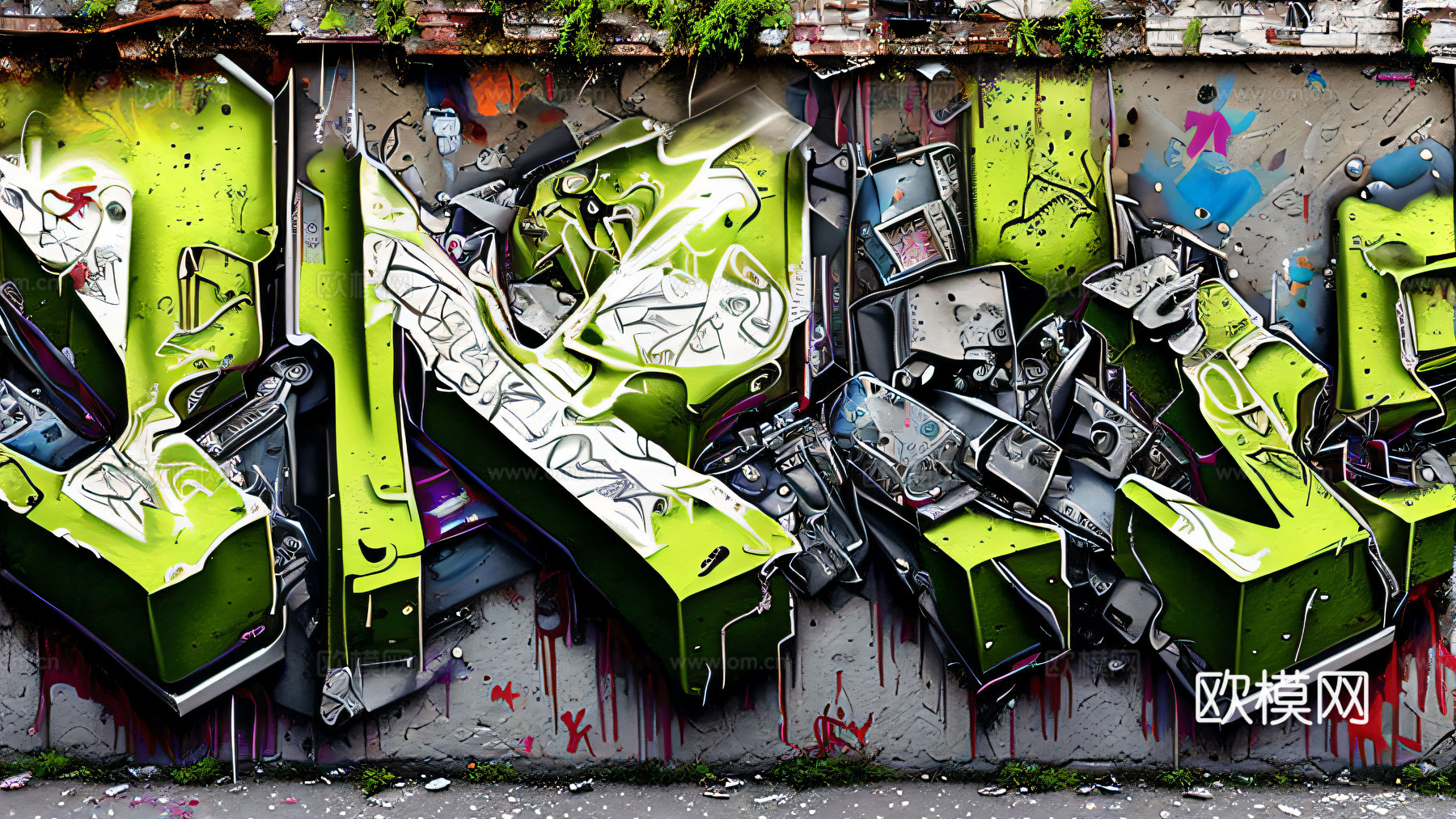 街头涂鸦绘画喷漆墙绘235