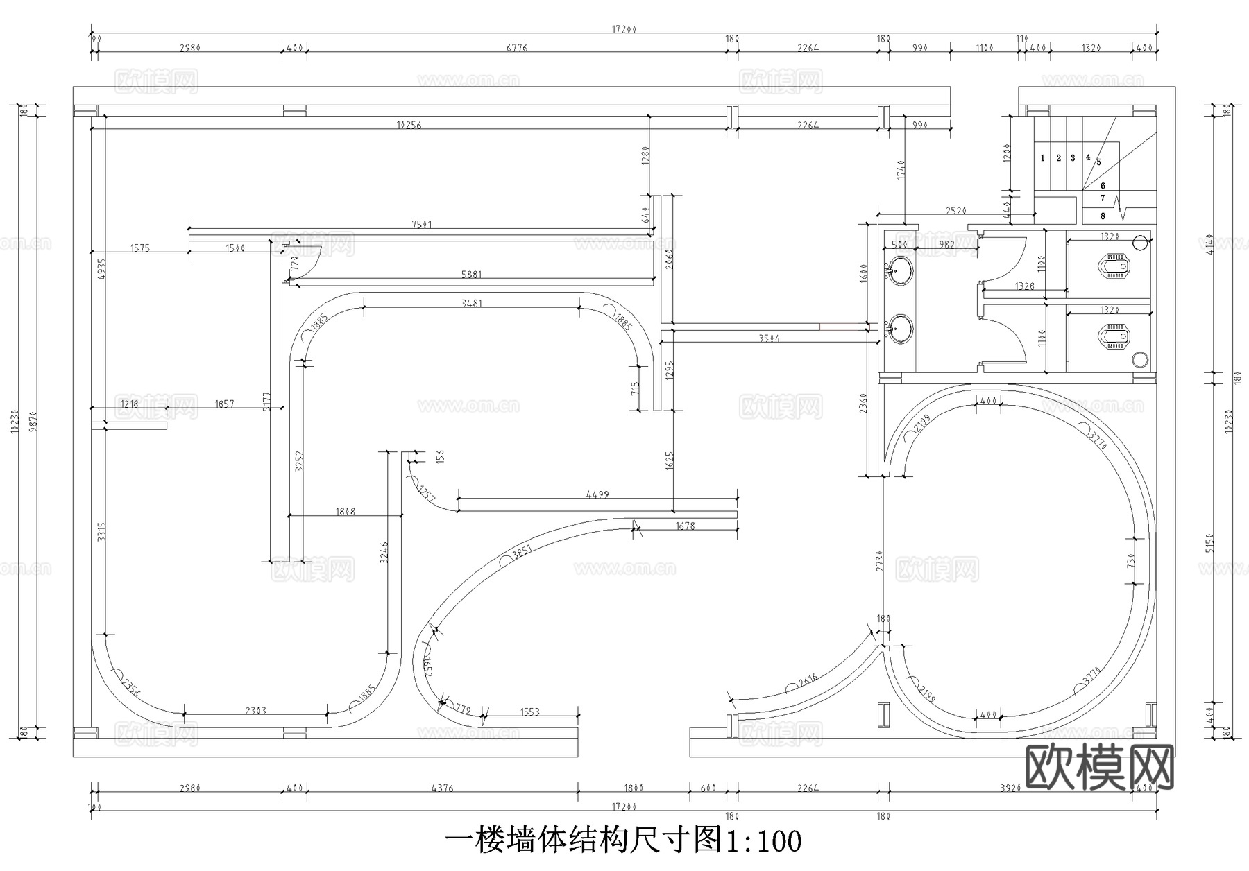 直播间平面图cad施工图