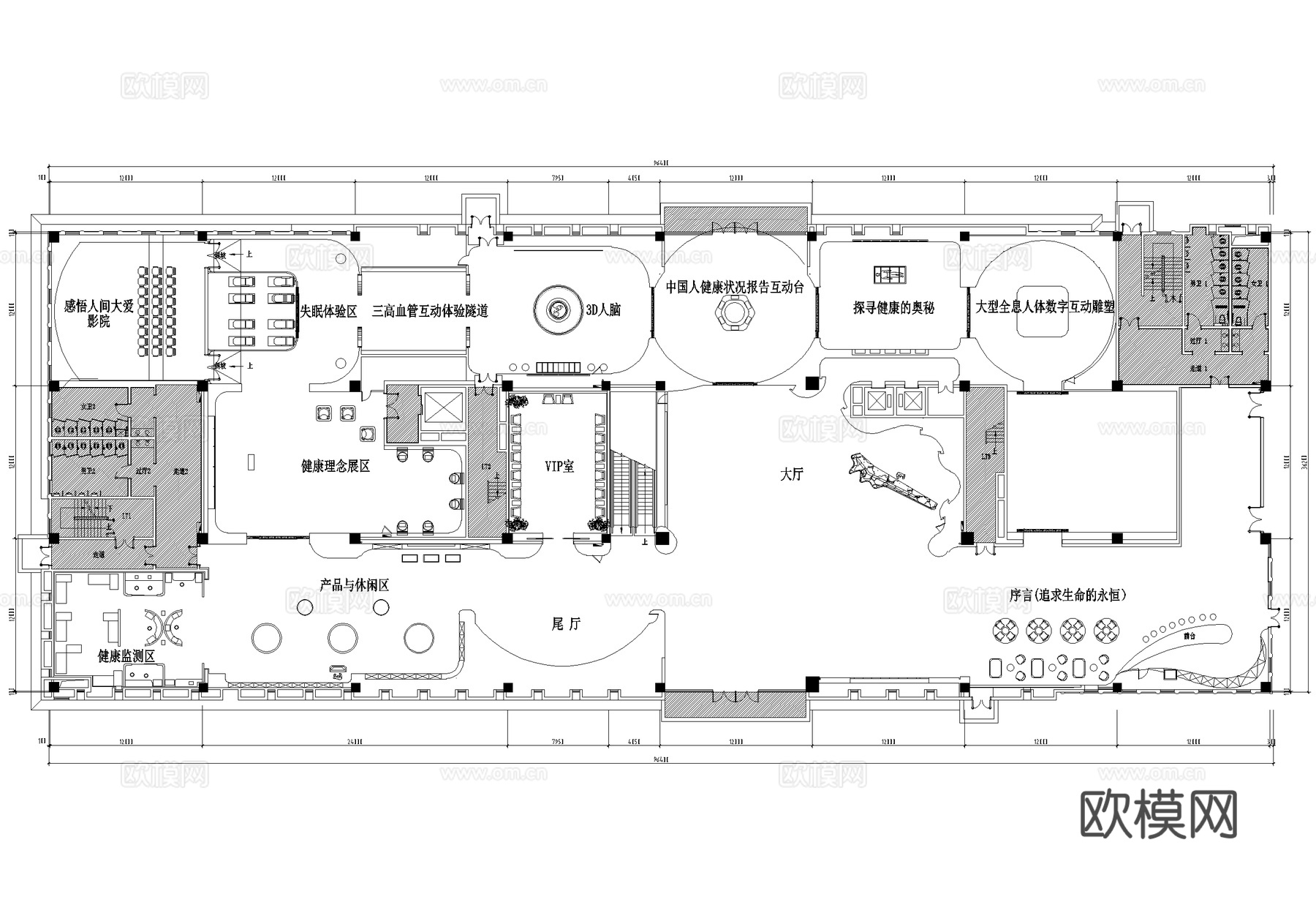 医学展馆科技展厅平面图cad施工图
