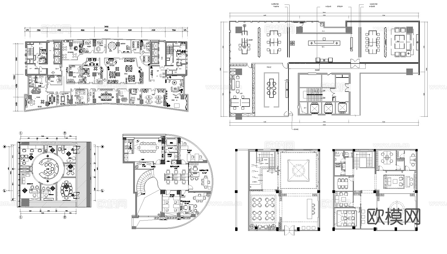 76套办公室 最新平面施工图合集cad施工图