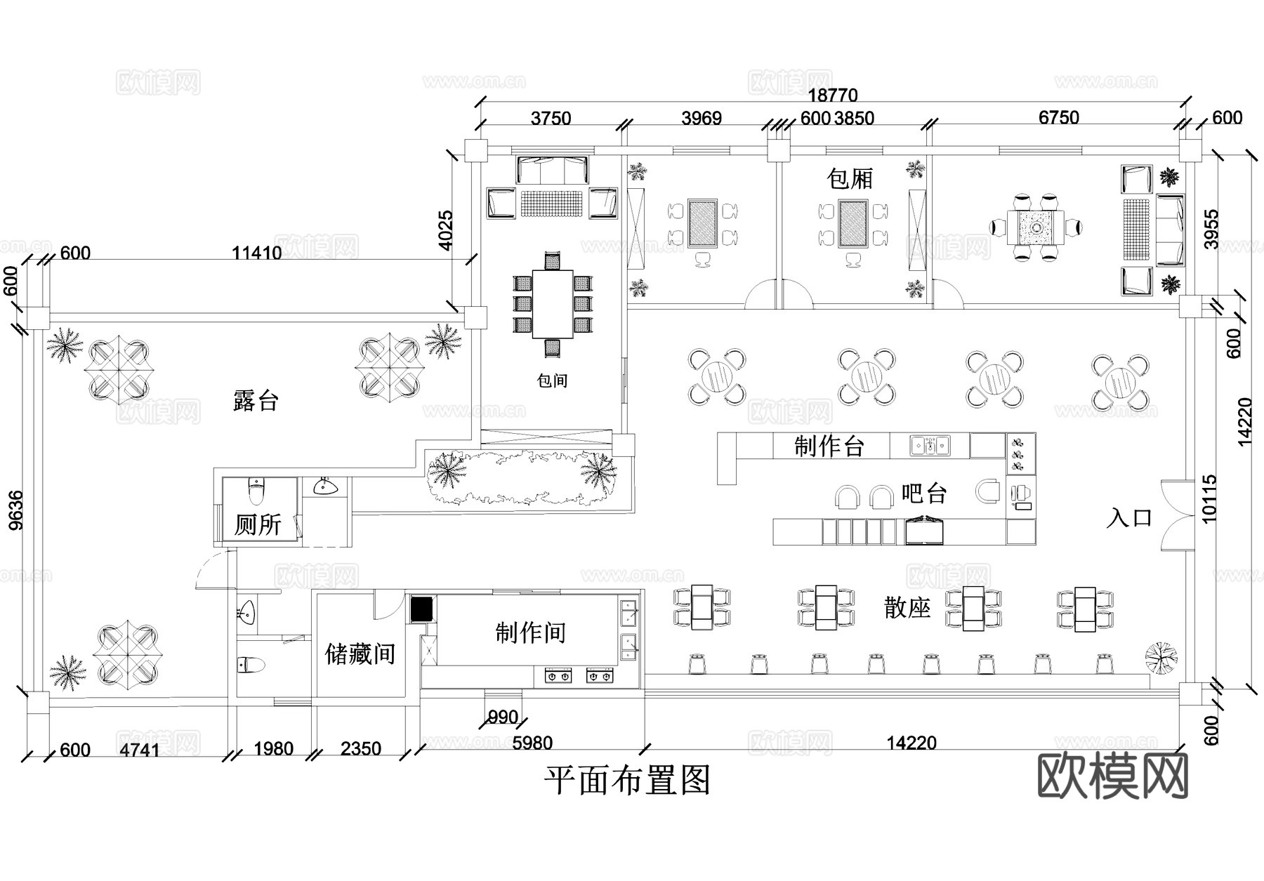 咖啡厅奶茶店饮品店平面系统图cad施工图