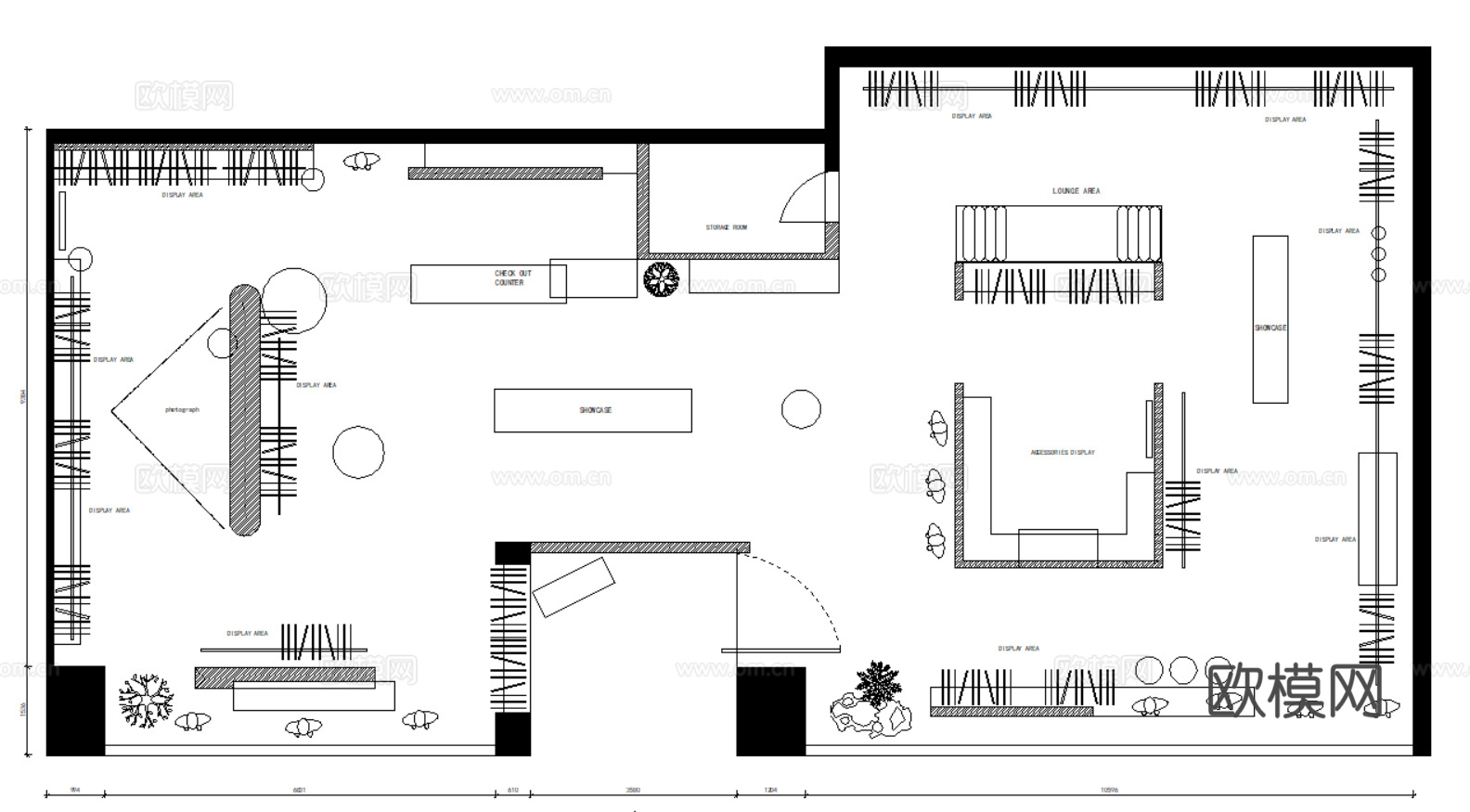 52套服装店平面布置方案设计图cad施工图