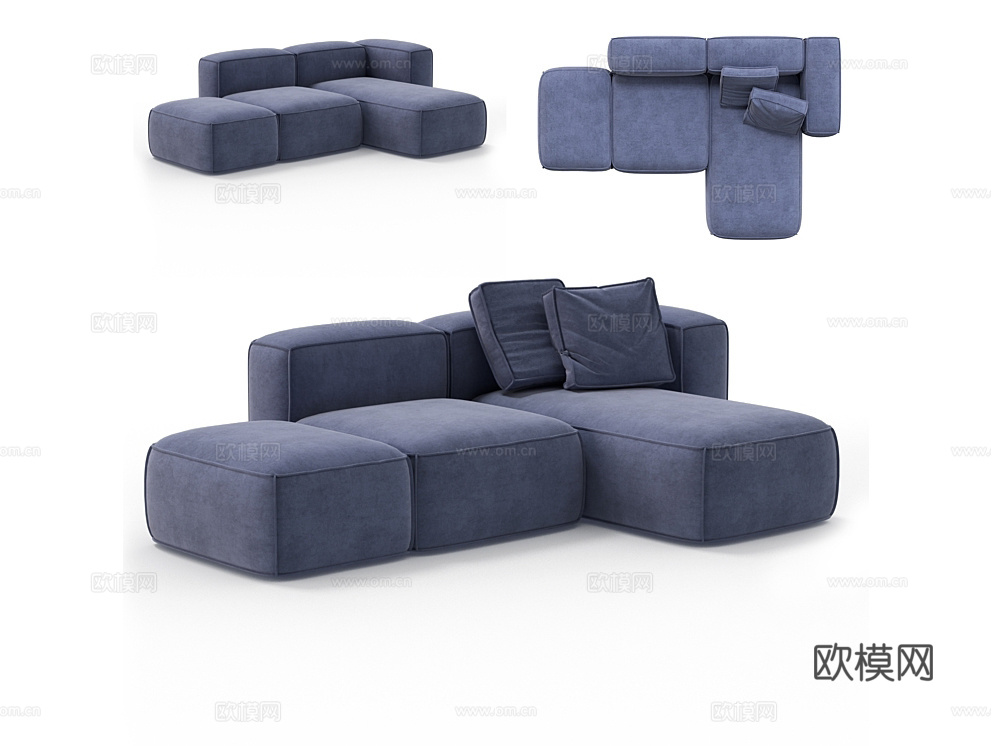 Natconcepts 蓝色双人沙发3d模型下载（渲染图1）
