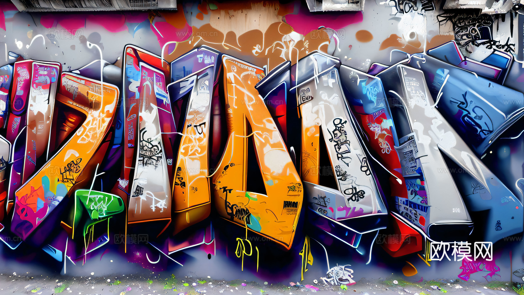 街头涂鸦绘画喷漆墙绘75