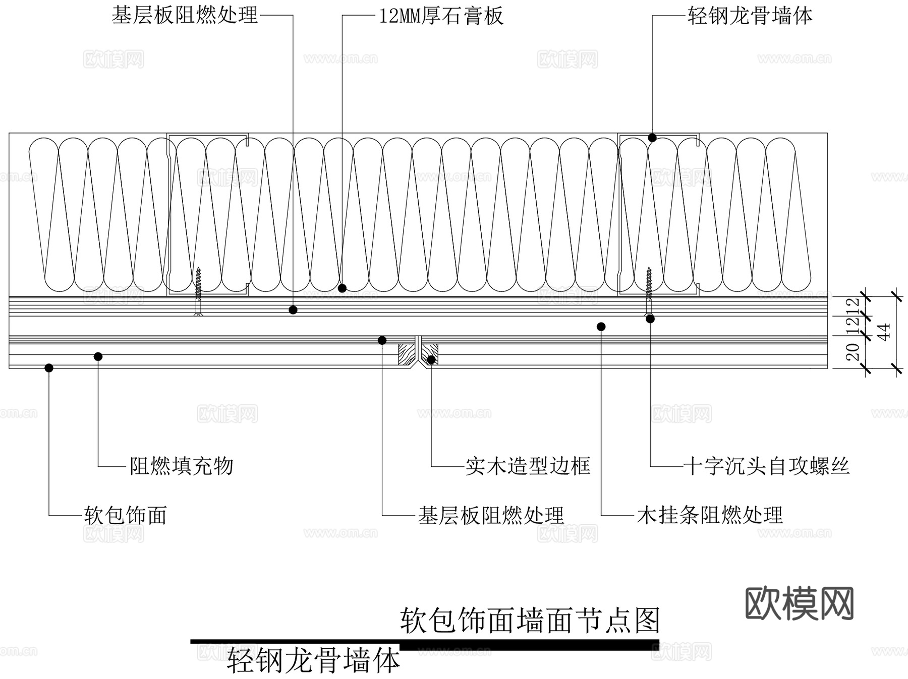 室内墙身隔墙节点大样CAD施工详图集+配套示意图 48套cad施工图