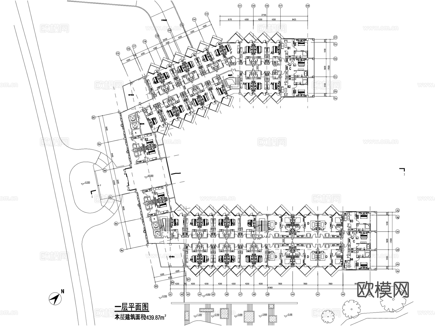 邛海柏乐度假酒店建筑CAD平面+SU+文本cad施工图