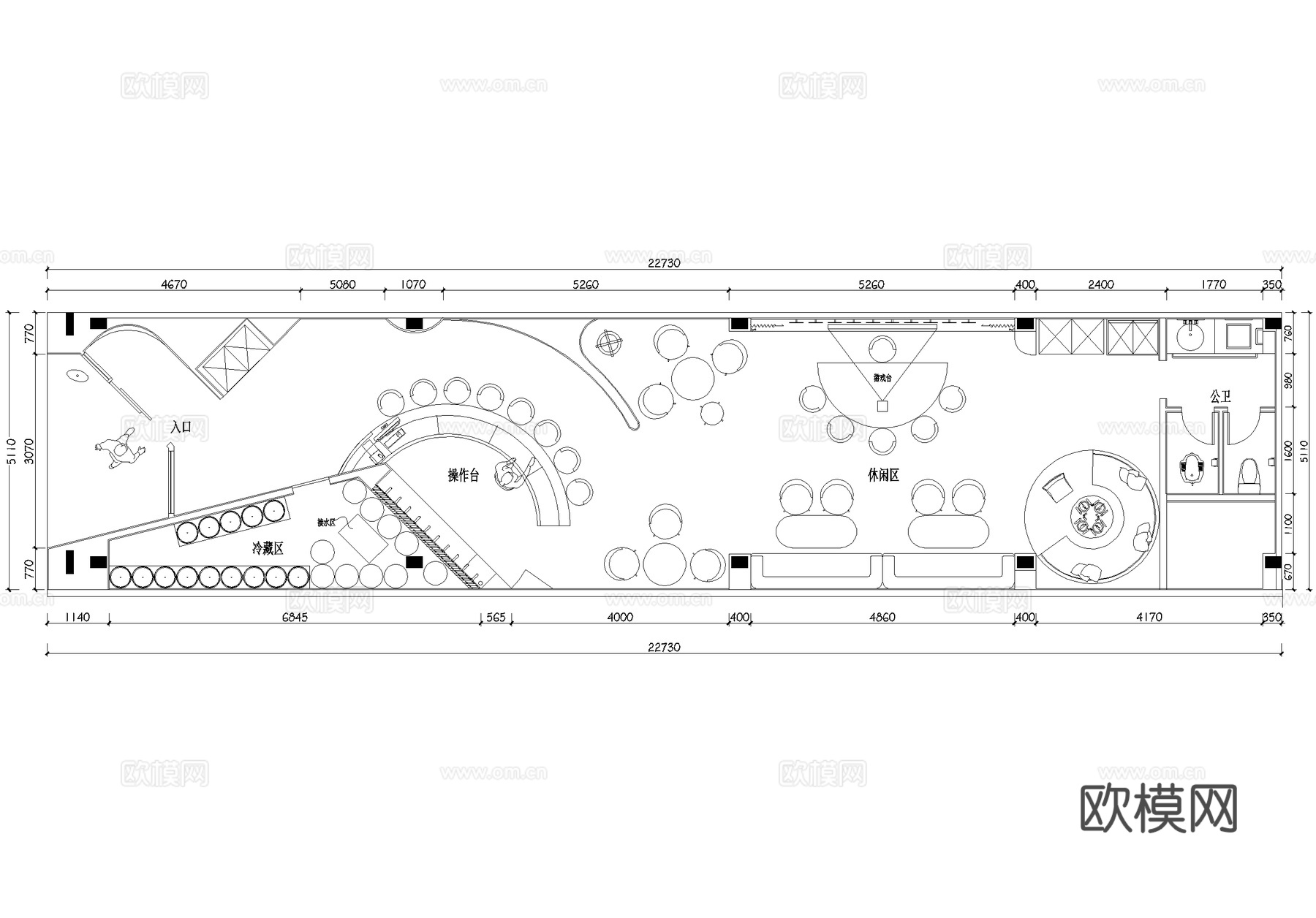 酒吧平面图清吧酒馆咖啡厅奶茶饮品店cad施工图