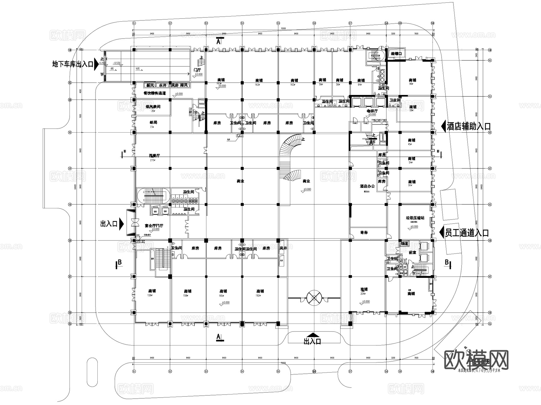 都市集中型高层酒店建筑平面CAD施工图集+文本+SUcad施工图