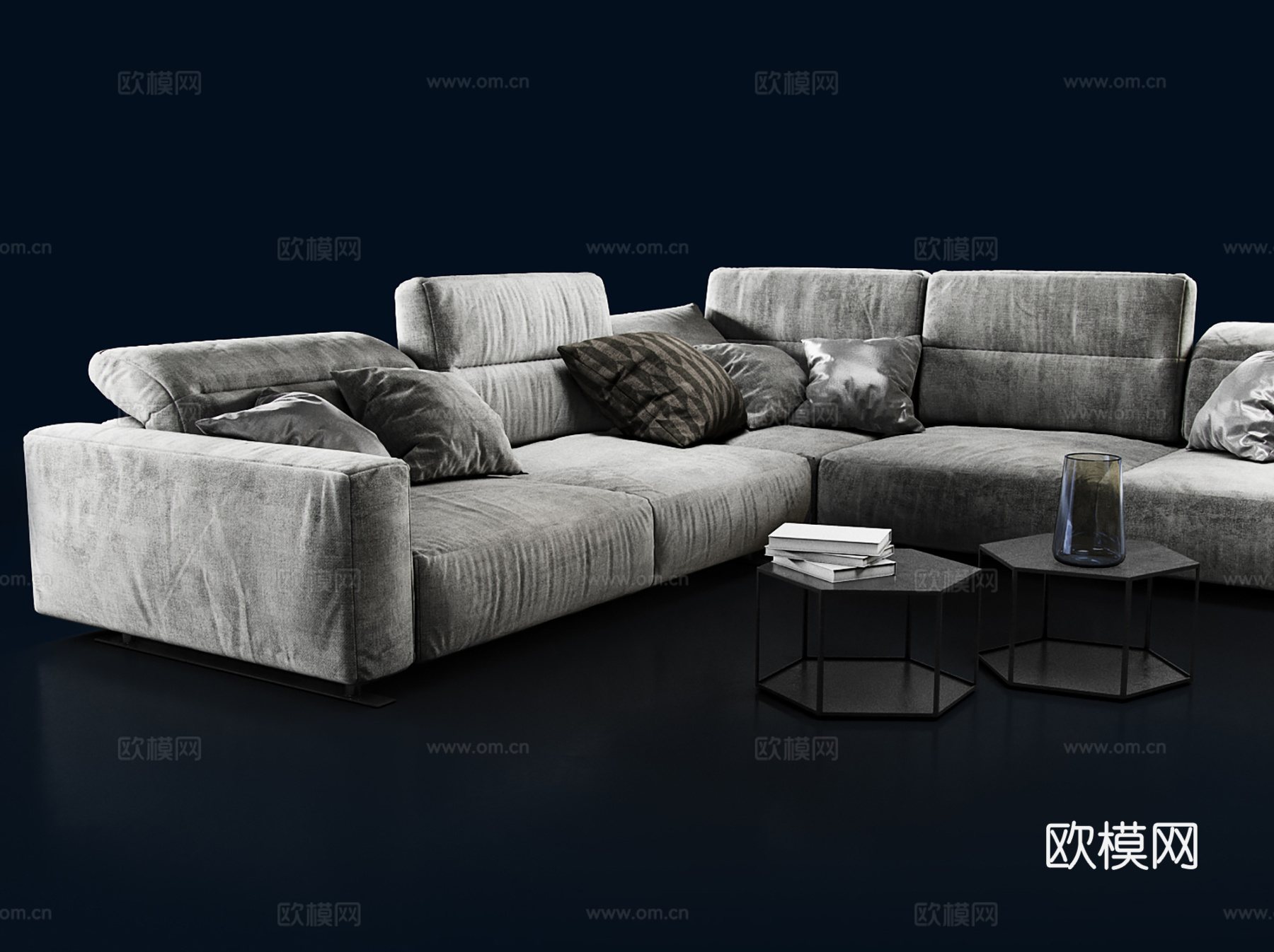 现代沙发组合3d模型下载（渲染图2）