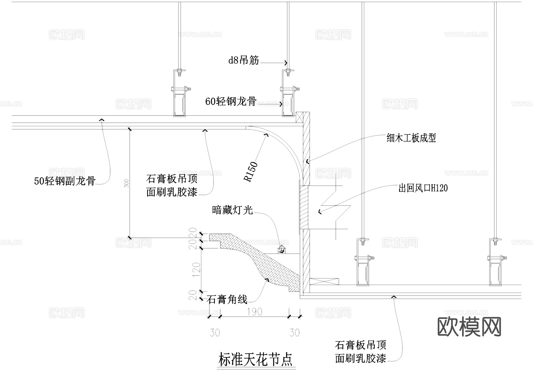 轻钢龙骨石膏板吊顶节点CAD施工图cad施工图