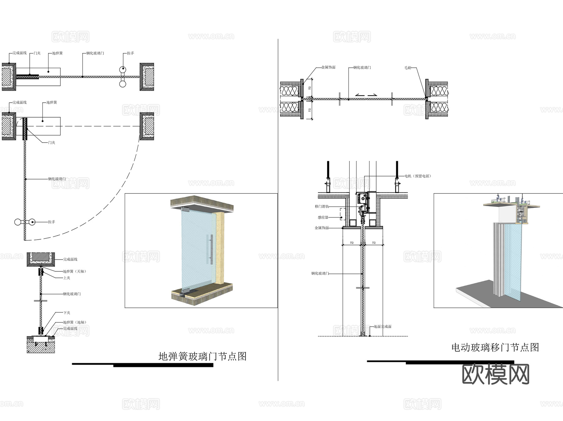 室内多种门节点大样CAD施工详图集+配套示意图cad施工图