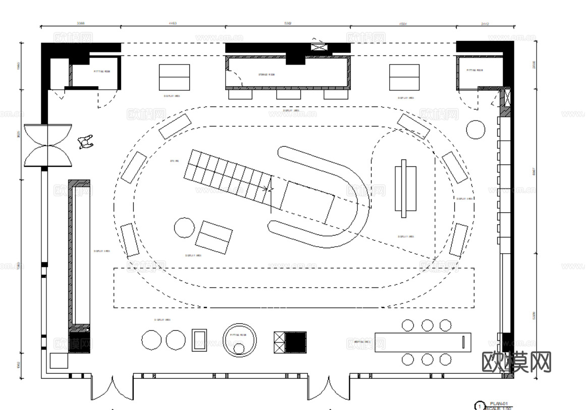 52套服装店平面布置方案设计图cad施工图