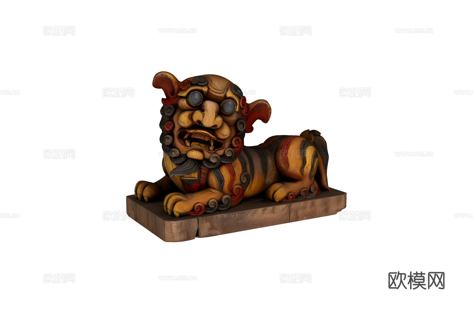 潮州木雕狮子装饰品摆件su模型