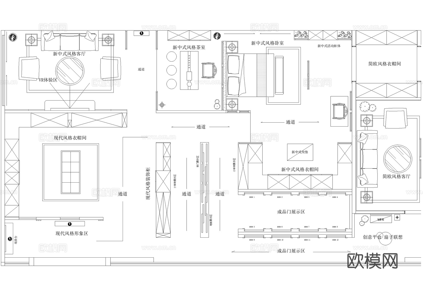 家具家装产品展厅平面图cad施工图