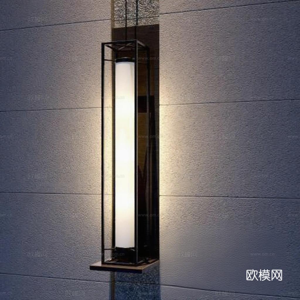 现代简约壁灯 金属几何线条设计 家居装饰柔光亚克力灯罩 卧室客厅创意灯具免费3d模型