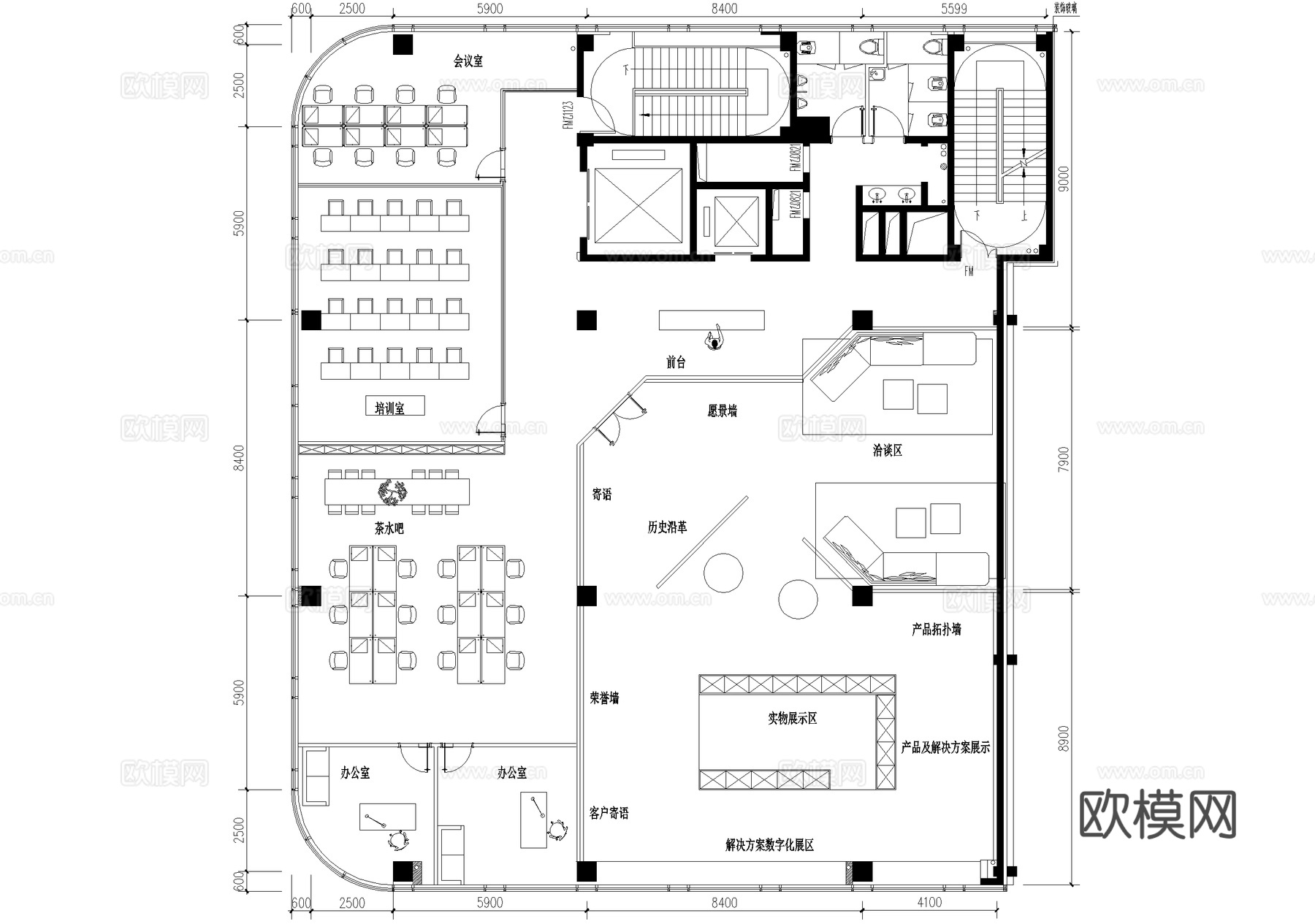 企业产品展厅平面图cad施工图