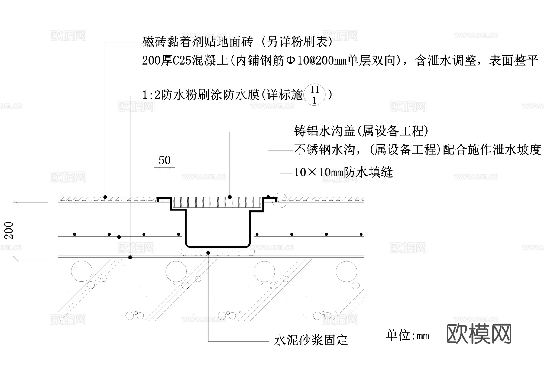 排水沟节点 截水沟 CAD施工图cad施工图cad施工图