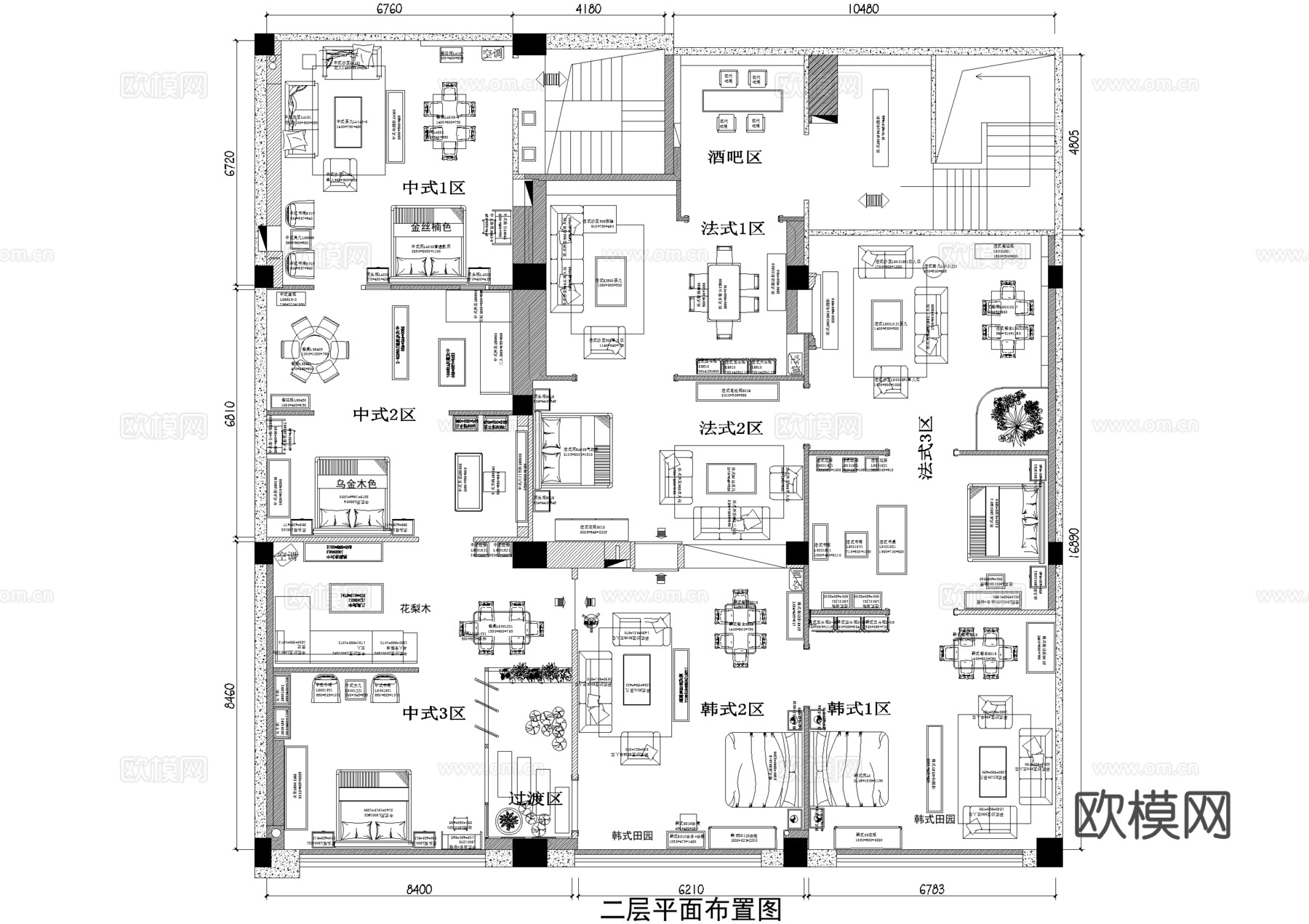 家具家装展厅平面图cad施工图