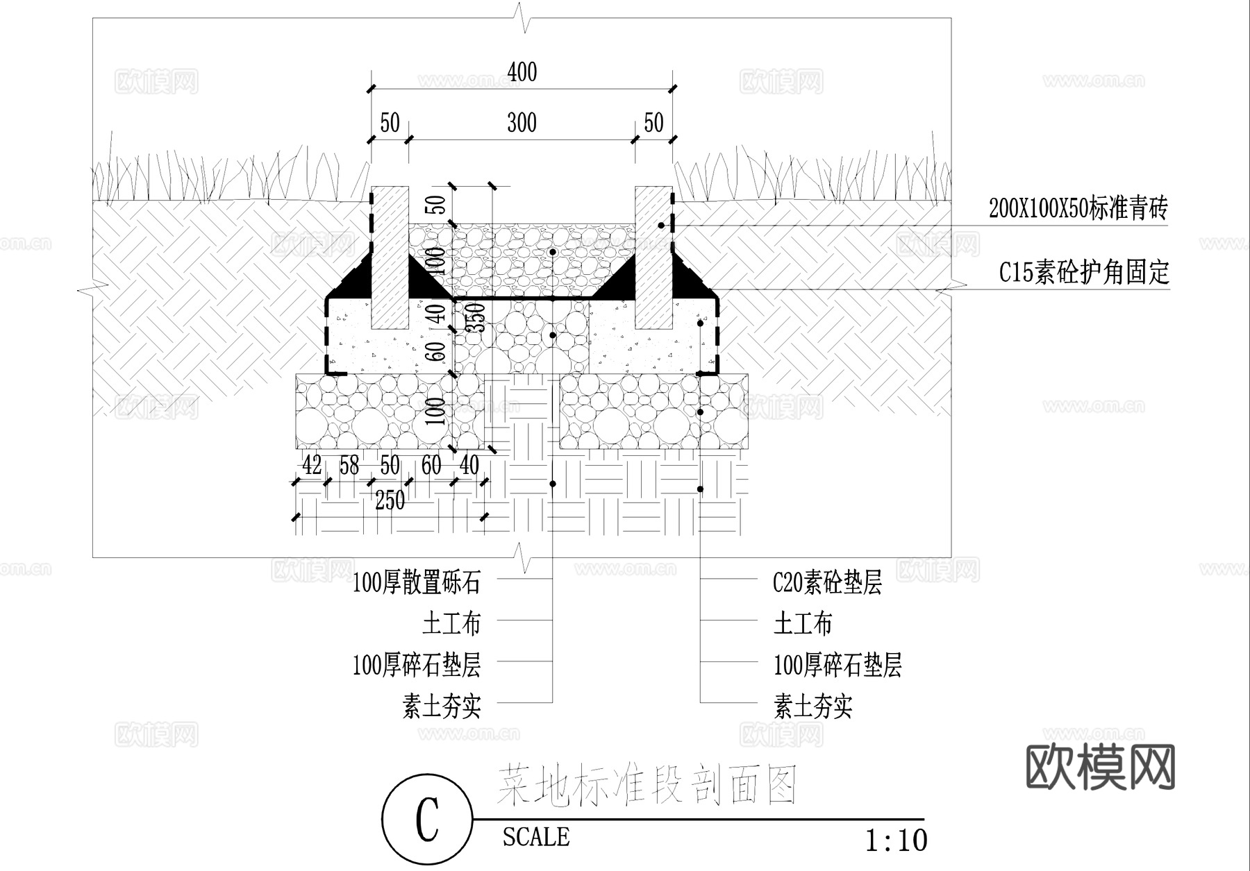 菜地菜园菜圃标准段景观CAD施工图cad施工图