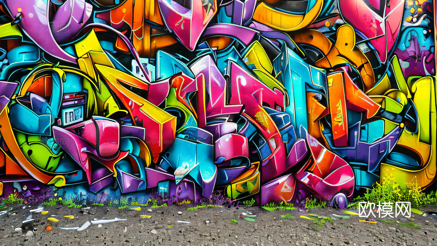 街头涂鸦绘画喷漆墙绘39