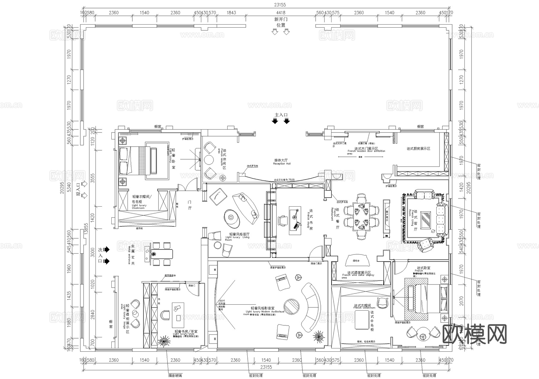 家具家装产品展厅平面图cad施工图