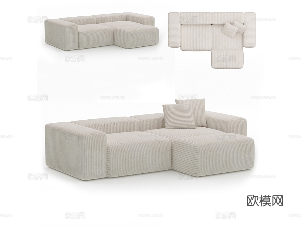 Natconcepts 乳白色沙发3d模型下载（渲染图1）