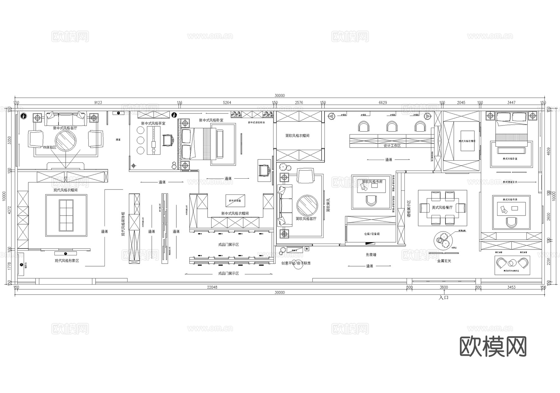 家具家装产品展厅平面图cad施工图