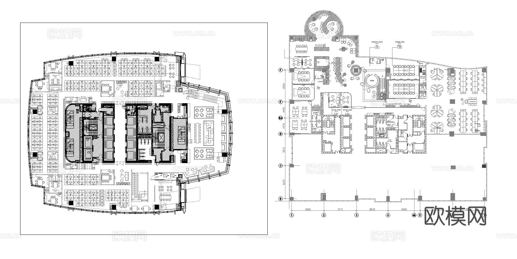 72套办公室 最新平面施工图合集cad施工图