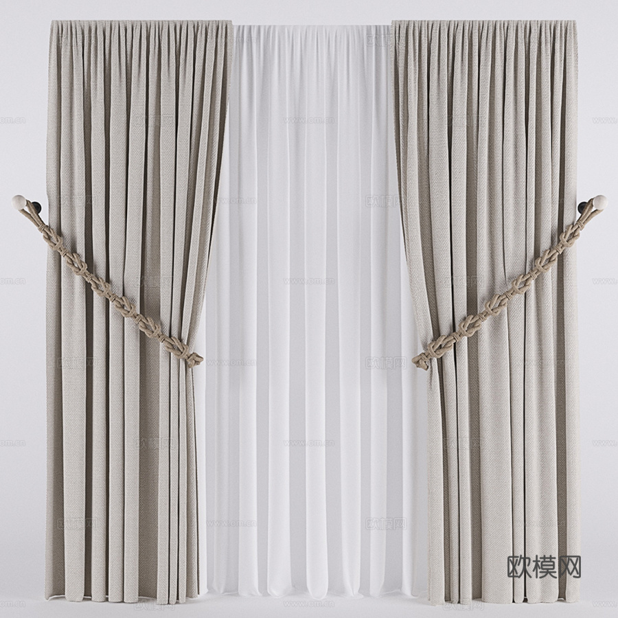 绳结窗帘3d模型下载